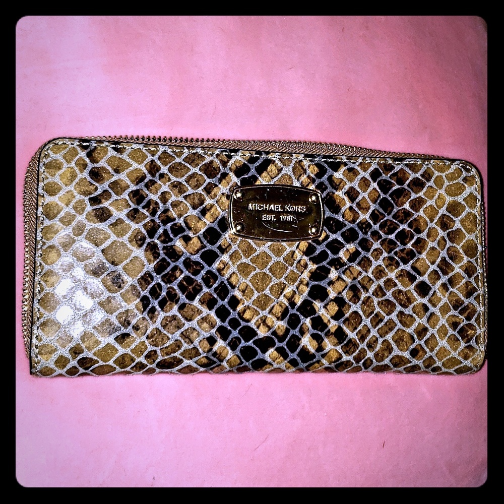 Michael Kors python skin zip around